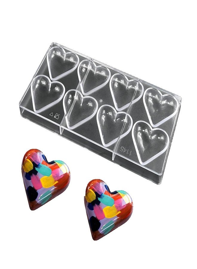 TUKE Heart-Shaped Polycarbonate Chocolate Mold 8 Cavity Candy Making Mold for Valentine's Day, Baking, DIY Desserts - Reusable, Dishwasher Safe, Professional Grade (D_ Heart) - Image 1