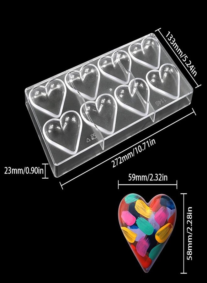 TUKE Heart-Shaped Polycarbonate Chocolate Mold 8 Cavity Candy Making Mold for Valentine's Day, Baking, DIY Desserts - Reusable, Dishwasher Safe, Professional Grade (D_ Heart) - Image 3