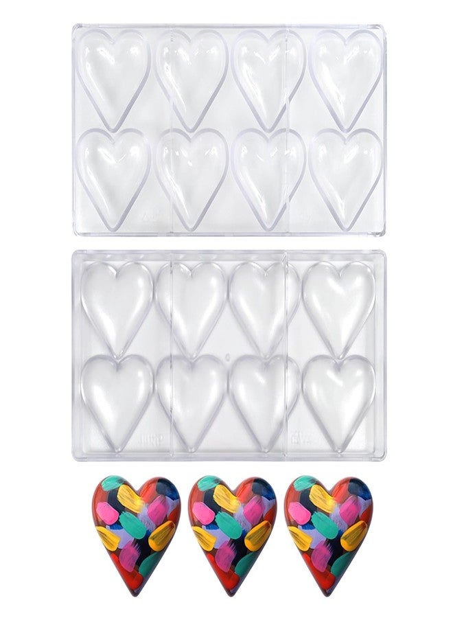 TUKE Heart-Shaped Polycarbonate Chocolate Mold 8 Cavity Candy Making Mold for Valentine's Day, Baking, DIY Desserts - Reusable, Dishwasher Safe, Professional Grade (D_ Heart) - Image 2