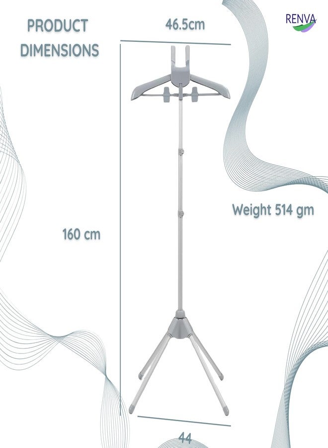 RENVA Foldable Garment Steamer Hanger,Adjustable Steamer Rack with 2 Clips for Suits,Shirts,Coats. (Blue) - Image 2