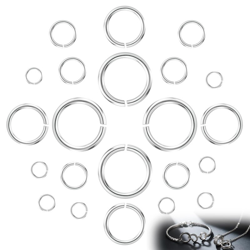 Pretwad 20Pcs 925 Sterling Silver Jump Rings, 6mm 5mm 4mm 3mm Small Necklace Jewelry Clasp Open Split Rings for Necklace Bracelet Earring Charm Connector, Jewelry Making Supplies (Silver) - Image 1