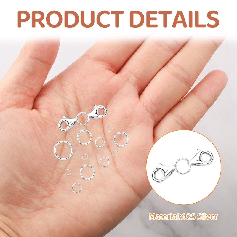 Pretwad 20Pcs 925 Sterling Silver Jump Rings, 6mm 5mm 4mm 3mm Small Necklace Jewelry Clasp Open Split Rings for Necklace Bracelet Earring Charm Connector, Jewelry Making Supplies (Silver) - Image 5
