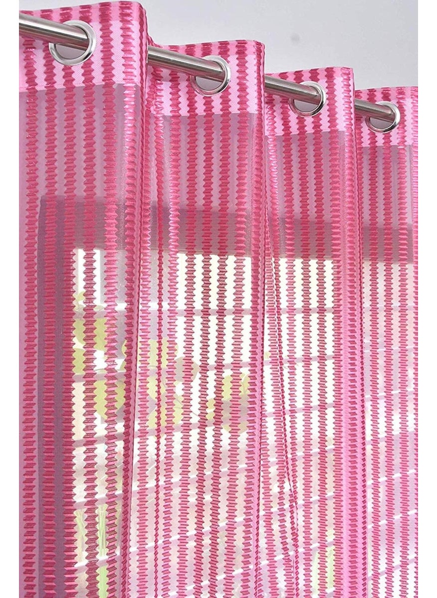 Home Garage Home Garage Polyester Net Tissue Window Curtain Pack of 2 Pink Lightweight  - Image 2