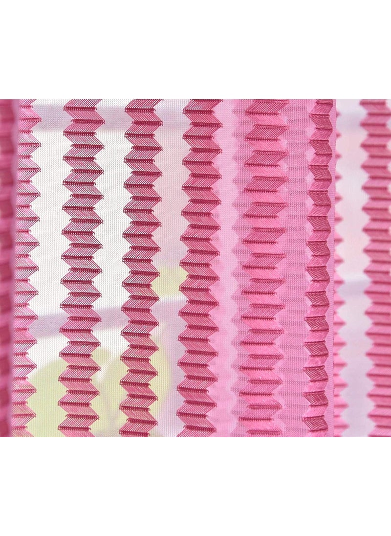 Home Garage Home Garage Polyester Net Tissue Window Curtain Pack of 2 Pink Lightweight  - Image 3