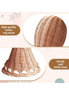 Generic Handcrafted Rattan Wig Head Stand for Hats and Wigs Rustic Chic Wicker Mannequin Display Durable Weaving with Stable Base Versatile for Home Salon Unisex-Adult Accessory Holder  - Image 4