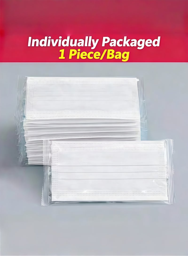 400-Piece White Disposable Face Masks, Individually Packaged, 4-Ply Thickened - Image 1