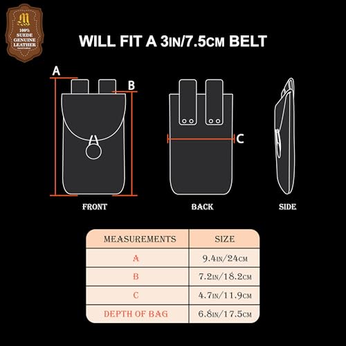 Mythrojan Medieval Renaissance Suede Jewelry Belt Pouch LARP Costume Waist Bag for Historical Reenactment, Cosplay, Stage Props - Black - Image 2