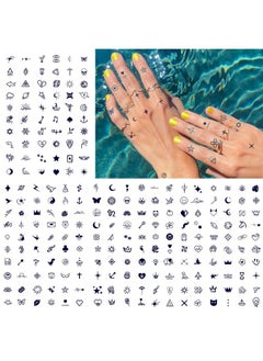 CHARLNET Tiny Small Semi-Permanent Tattoos for Adult - 2 Weeks Long Last Waterproof Realistic Mini Fake Tattoos for Women Men Finger Neck Body/Fades Naturally/No Reflection