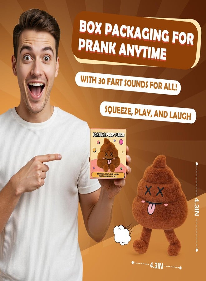FunisFun Farting Poop Plush Toy – Fart Blaster Noise Maker with 30 Hilarious Fart Sounds for Pranks, Jokes, Funny Poop Toy Gag Gift for Adults, Kids, Pets - Image 2