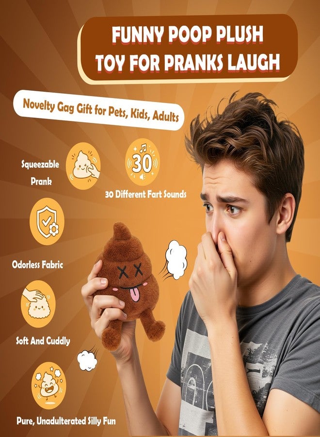 FunisFun Farting Poop Plush Toy – Fart Blaster Noise Maker with 30 Hilarious Fart Sounds for Pranks, Jokes, Funny Poop Toy Gag Gift for Adults, Kids, Pets - Image 4