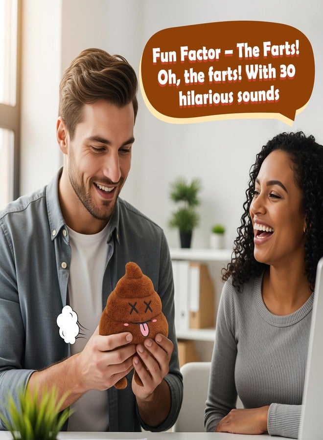FunisFun Farting Poop Plush Toy – Fart Blaster Noise Maker with 30 Hilarious Fart Sounds for Pranks, Jokes, Funny Poop Toy Gag Gift for Adults, Kids, Pets - Image 3