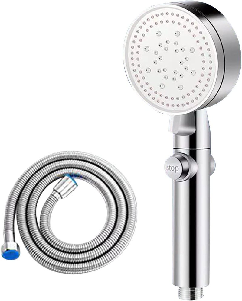 comfrt High Pressure Shower Heads with Handheld, 5 Modes Detachable shower head Shower Nozzle Shower Set Pressurized Hand-held Shower Head (silver + hose) - Image 1