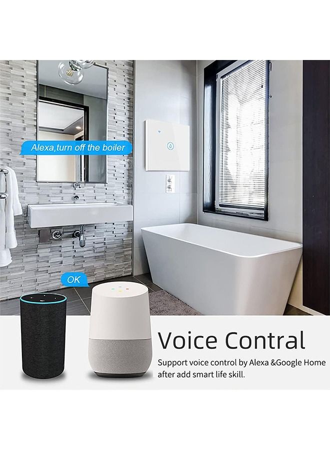 20A Smart WiFi/Bluetooth Water Heater Switch, Smart Boiler Touch Switch  Voice Control APP Remote Control Compatible with Alexa and Google Home Neutral Wire Required