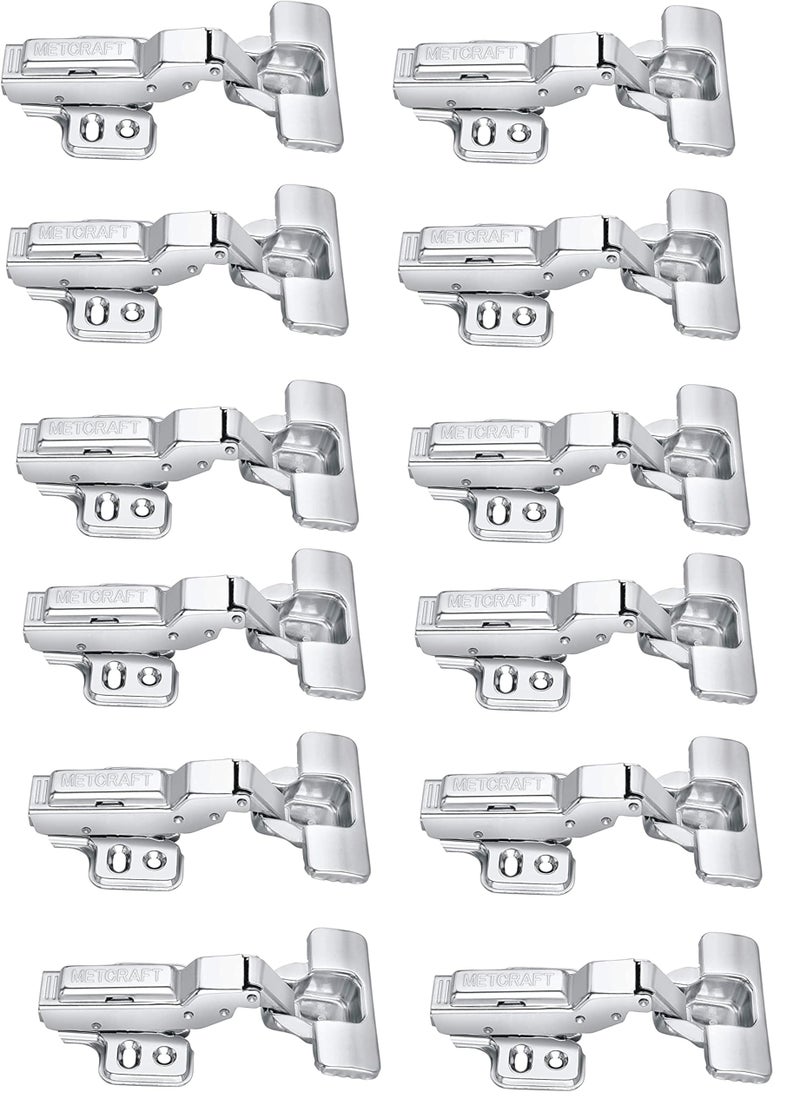 Met Craft Steel Soft Close Hydraullic Clip On Concealed Hinges for Full Overlay Door Pack of 6 Pair (0 Degree Crank, Silver) - Image 1