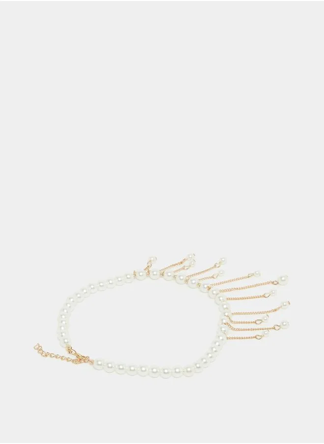 ستايلي Faux Pearl Drop Necklace with Lobster Clasp Closure