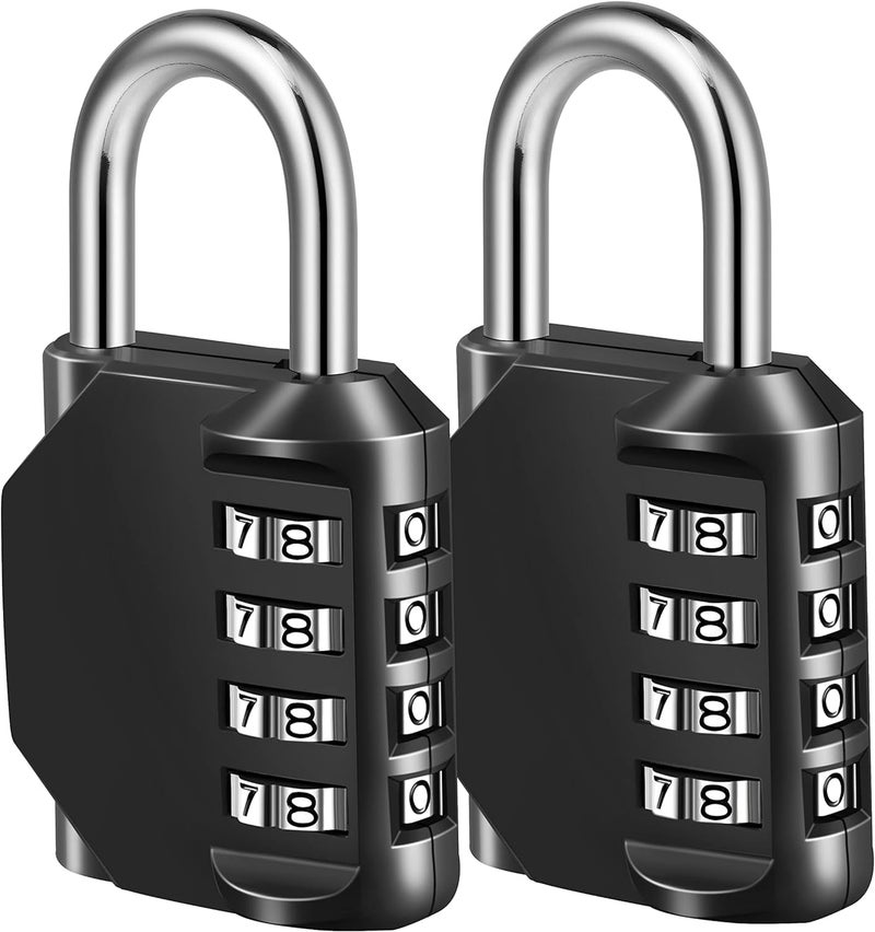 Fayleeko Combination Lock, 4 Digit Padlock for School Gym Sports Locker, Fence, Toolbox, Case, Hasp Cabinet Storage (2 Pack, Black) - Image 1