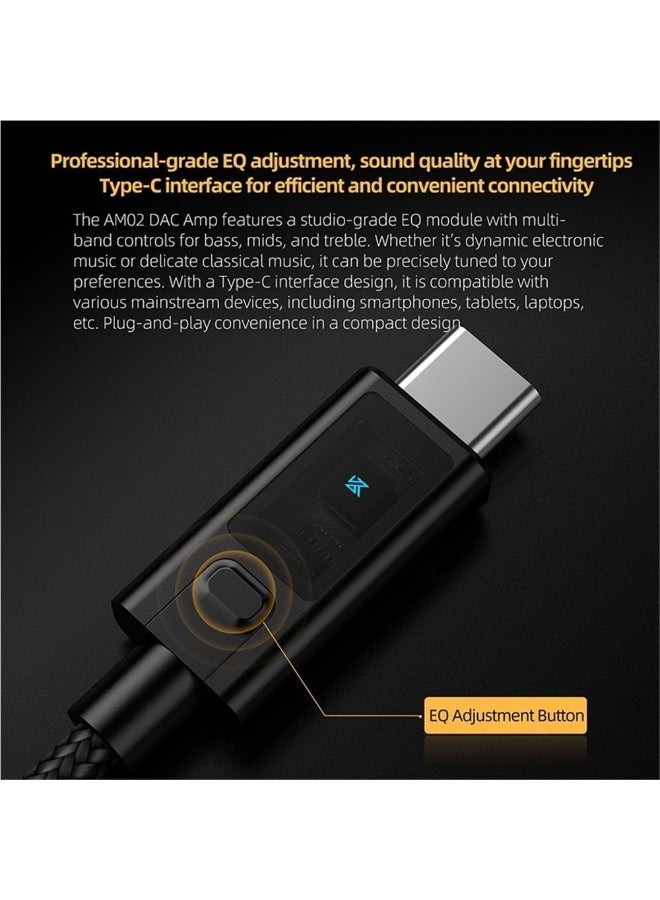 KZ AM02 Type-C to 3.5mm Gaming DAC Adapter and Headphone Amplifier with 4 EQ Modes, 96kHz/24-Bit HiFi Audio Decoding, Standard and Immersive Gaming Modes, Footstep and Gunfire Enhancement, Bass Boost, Aluminum Alloy Housing and Durable Kevlar Braided Cable, Compatible with OTG RedMagic, USB-C iPhone, iPad, Samsung, Android Phones, Tablets, PC and Laptops for PUBG Mobile, Free Fire, Valorant and CS2 - Image 3