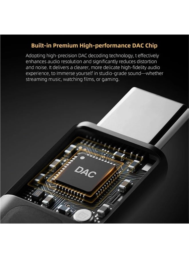 KZ AM02 Type-C to 3.5mm Gaming DAC Adapter and Headphone Amplifier with 4 EQ Modes, 96kHz/24-Bit HiFi Audio Decoding, Standard and Immersive Gaming Modes, Footstep and Gunfire Enhancement, Bass Boost, Aluminum Alloy Housing and Durable Kevlar Braided Cable, Compatible with OTG RedMagic, USB-C iPhone, iPad, Samsung, Android Phones, Tablets, PC and Laptops for PUBG Mobile, Free Fire, Valorant and CS2 - Image 5