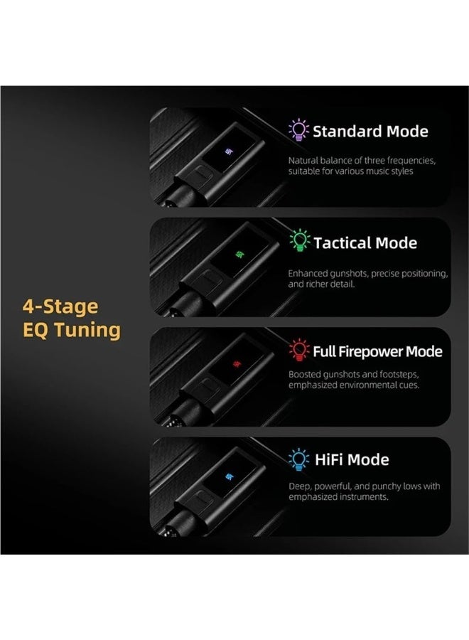 KZ AM02 Type-C to 3.5mm Gaming DAC Adapter and Headphone Amplifier with 4 EQ Modes, 96kHz/24-Bit HiFi Audio Decoding, Standard and Immersive Gaming Modes, Footstep and Gunfire Enhancement, Bass Boost, Aluminum Alloy Housing and Durable Kevlar Braided Cable, Compatible with OTG RedMagic, USB-C iPhone, iPad, Samsung, Android Phones, Tablets, PC and Laptops for PUBG Mobile, Free Fire, Valorant and CS2 - Image 4