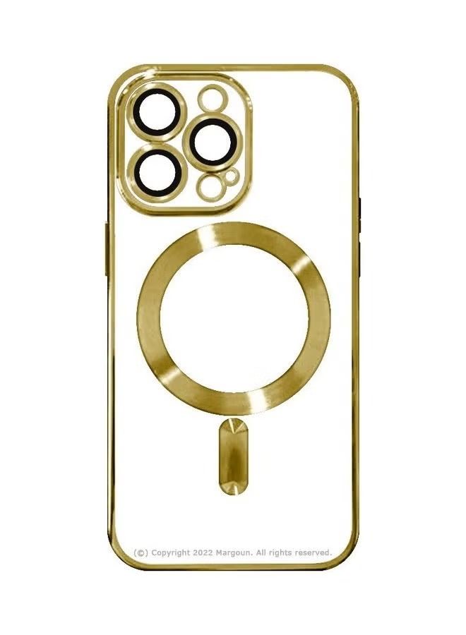Zaboon Apple iPhone 14 Pro Max MagSafe Case Magnetic Clear Soft TPU Plating Case Wireless Charging Compatible Shockproof Camera Lens Protection Gold - Image 4