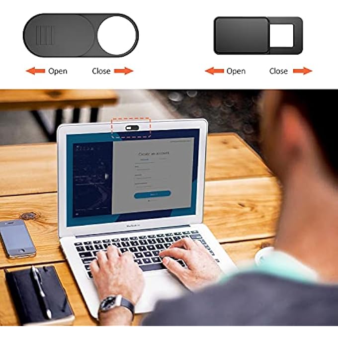 rayihni WEBCAM COVER 6-PACK, WEB CAMERA COVER SLIDE ULTRA-THIN FOR LAPTOP, IMAC, MACBOOK PRO, MAC, COMPUTER, SMART PHONE, TABLETS SLIDER CAMERA BLOCKER PROTECT YOUR PRIVACY & SECURITY (BLACK) - Image 2