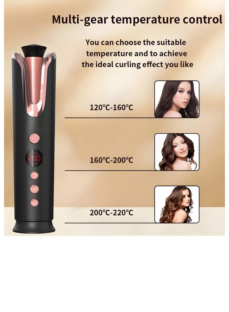 SOLARAE Wireless Automatic Hair Curler 390°F Ceramic Curling Iron with LCD Display, Rechargeable Cordless Hair Curler, Adjustable Temperature & Timer, Portable Auto Curling Wand for All Hair Types - Image 2