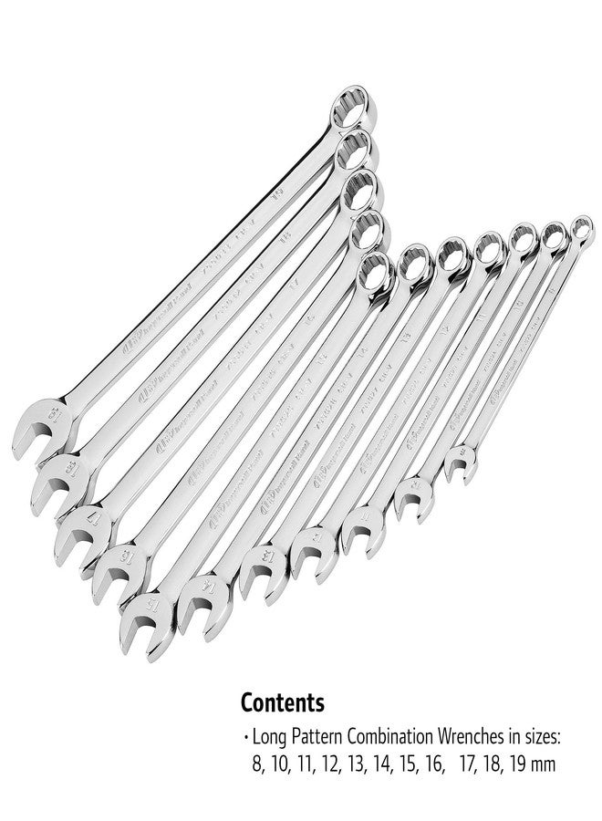 Ingersoll Rand Hand Tools Ingersoll Rand 11 Piece Long Pattern Metric Combination Wrench Set, 8-19mm, Premium Chrome Vanadium Steel, 5° Offset Box End, Extra-Long Handles, with Molded Storage Tray - 752057X - Image 2