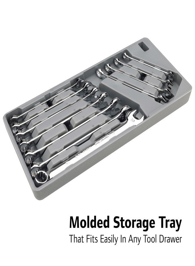 Ingersoll Rand Hand Tools Ingersoll Rand 11 Piece Long Pattern Metric Combination Wrench Set, 8-19mm, Premium Chrome Vanadium Steel, 5° Offset Box End, Extra-Long Handles, with Molded Storage Tray - 752057X - Image 4