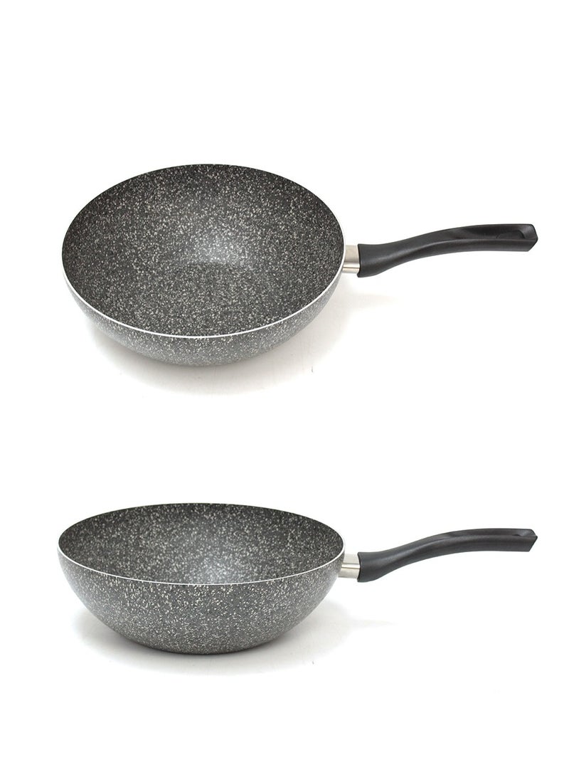 Hascevher Lavilla Prime Granite Wok Pan 28cm, Non-Stick Wok with Ergonomic Grip Handle, Deep Frying & Stir-Fry Pan, Made in Turkey - Image 2