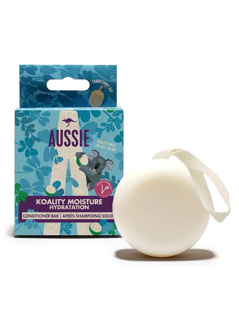 Aussie Moisturising Vegan Conditioner Bar with Australian Macadamia Nut Solid Travel Toiletries for Damaged and Dry Hair 75G Rich Lather 96 percent Natural Origin Cruelty Free and Recyclable Box - Image 1