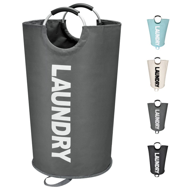 Maxsilan 125L XLarge Laundry Basket Freestanding Tall Clothes Hamper Collapsible Laundry Bag Dark Grey