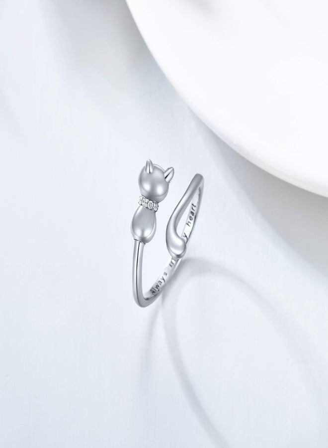 LONAGO Cat Kitten Cremation Ring Jewelry for Pet Ashes 925 Sterling Silver Urn Ring Cat Fur Keepsake Memorial Locket Holder for Women (7) - Image 2