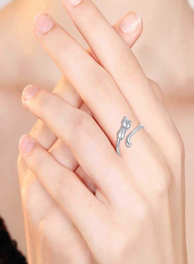 LONAGO Cat Kitten Cremation Ring Jewelry for Pet Ashes 925 Sterling Silver Urn Ring Cat Fur Keepsake Memorial Locket Holder for Women (7) - Image 5