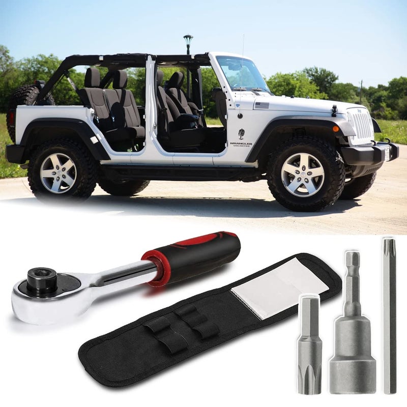 Hard Top Door Removal Torx Set Tool Kit Replace 82214166AB 68361574AB Compatible for Jeep Wrangler JL JK 2-4 Doors 2007-2019 Soft Top Hard (Red)