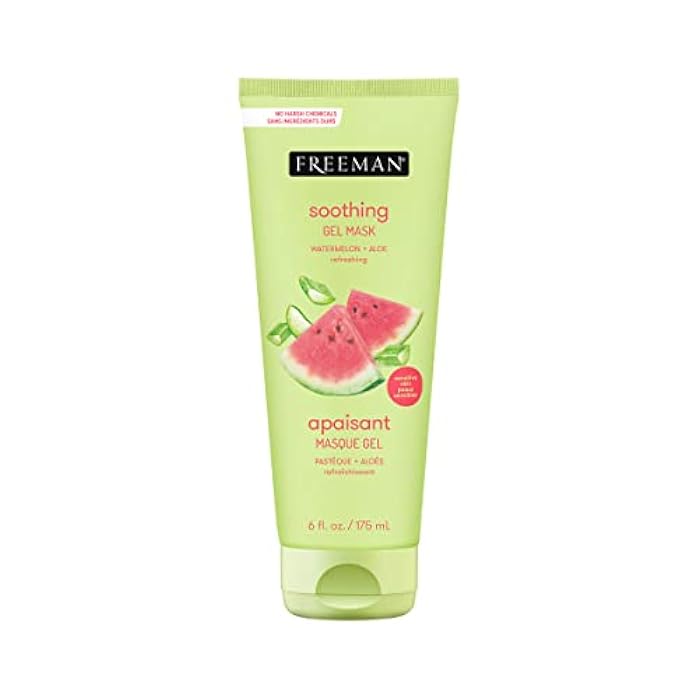 Freeman Soothing Watermelon & Aloe Gel Facial Mask, Hydrates, Nourishes, & Soothes Irritated Skin, Cooling, Calming Gel Face Mask, For Sensitive & Break-Out Prone Skin, 6 fl.oz. Tube, 1 Count - Image 1