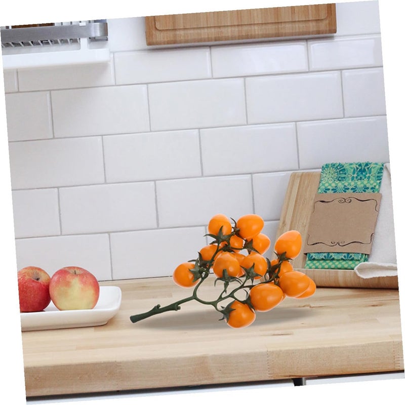 Artificial Cherry Tomatoes Simulation Vegetable Fruits 3pcs Lifelike Plastic Fake Tomato Bunch for Home Kitchen Decor Photography Props - Image 4