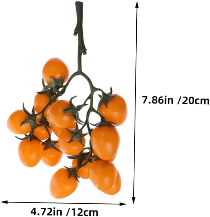 Artificial Cherry Tomatoes Simulation Vegetable Fruits 3pcs Lifelike Plastic Fake Tomato Bunch for Home Kitchen Decor Photography Props - Image 2