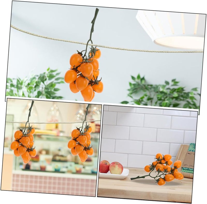 Artificial Cherry Tomatoes Simulation Vegetable Fruits 3pcs Lifelike Plastic Fake Tomato Bunch for Home Kitchen Decor Photography Props - Image 3