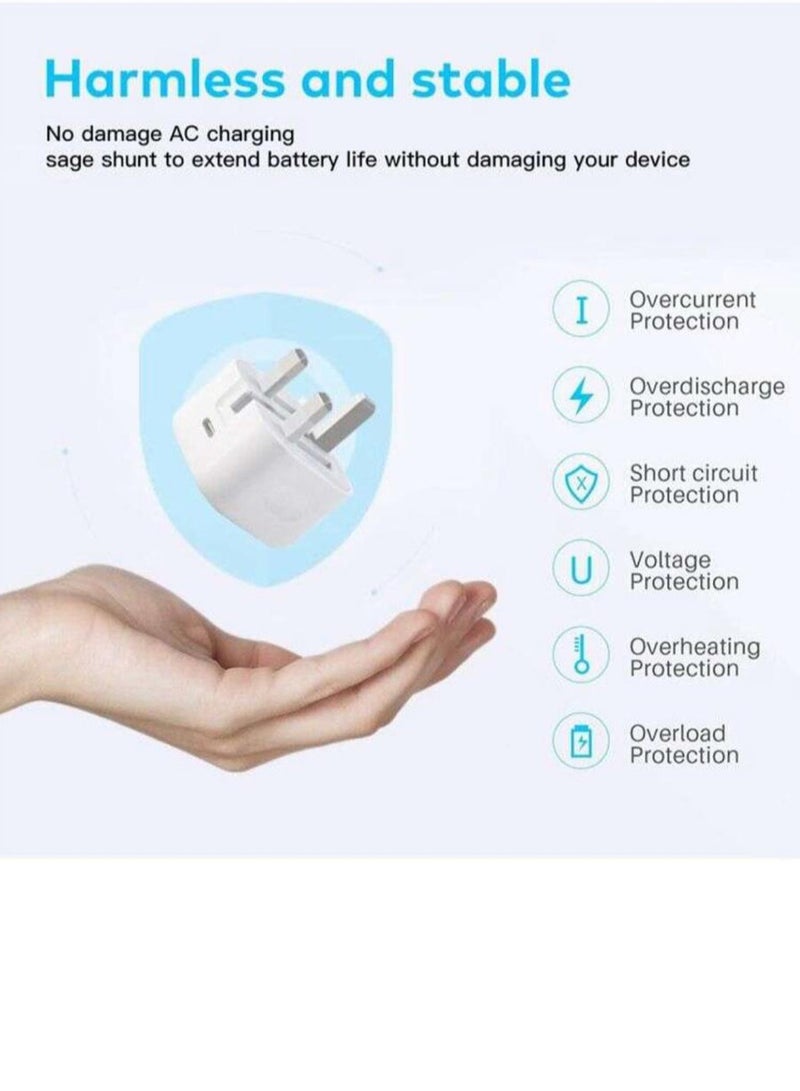 USB-C Wall Charger With Type-C To Lightning Cable 20w White - Image 4