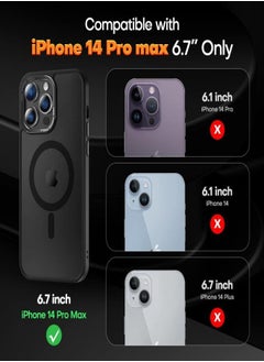 ESCASE Magnetic Case for iPhone 14 Pro Max, Compatible with MagSafe Shockproof Protection Cover, Translucent Matte Phone Case with Strong Magnet, Slim Case for Apple 14 Pro Max 6.7 Inch (2022)-Black  - Image 2