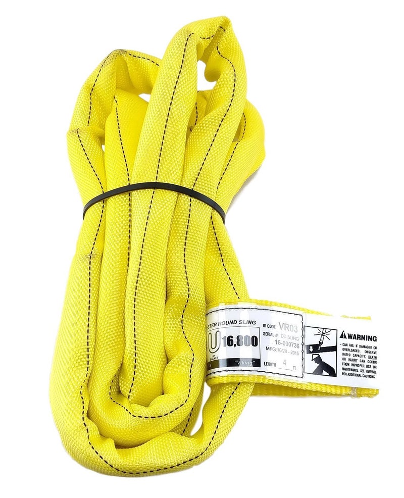 USA Made VR3 X 4 Yellow Slings 430 Lengths in Listing Double PLY Cover Endless Round Poly Lifting Slings 8400 lbs Vert 6720 lbs Choker 16800 lbs Basket USA PolyVR3 X 4 FT