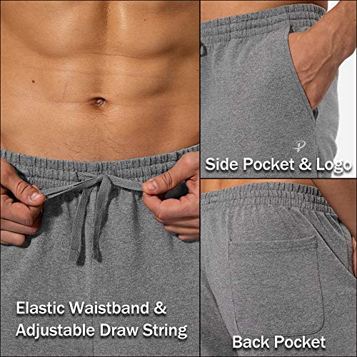 Pudolla Men's Cotton Yoga Sweatpants Athletic Lounge Pants Open Bottom Casual Jersey Pants for Men with Pockets (Grey X-Large) - Image 5