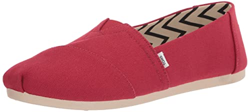 TOMS Women's Alpargata Recycled Cotton Canvas Loafer Flat, Red, 10 - Image 1