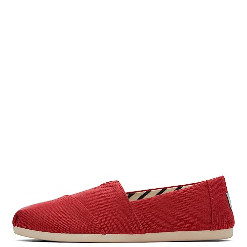 TOMS Women's Alpargata Recycled Cotton Canvas Loafer Flat, Red, 10 - Image 4
