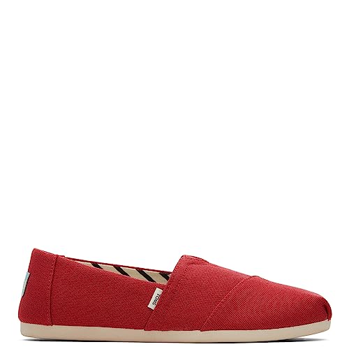 TOMS Women's Alpargata Recycled Cotton Canvas Loafer Flat, Red, 10 - Image 3