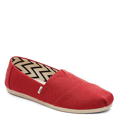TOMS Women's Alpargata Recycled Cotton Canvas Loafer Flat, Red, 10 - Image 2