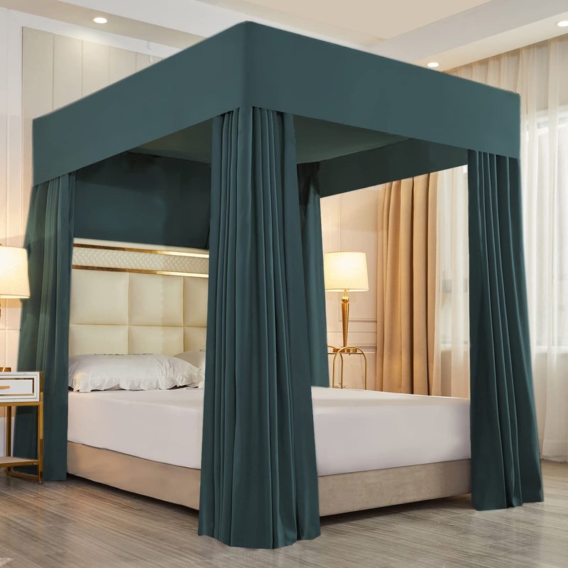 Mengersi Four Corner Post Bed Canopy Bed Curtains Bed Canopy Bedroom Decoration LightproofNot Include Poles Queen Dark Blue