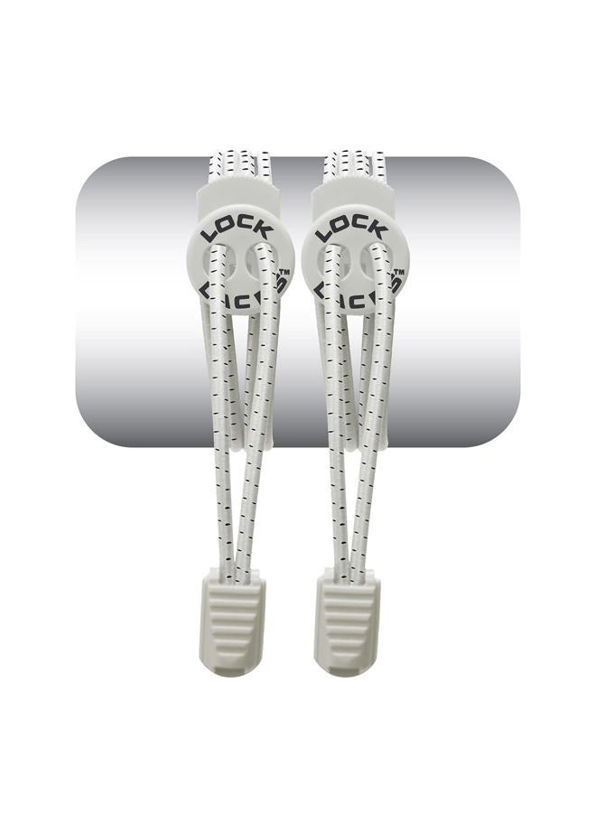 LOCK LACES (Elastic No Tie Shoelaces) (White, 48-Inch) - Image 1