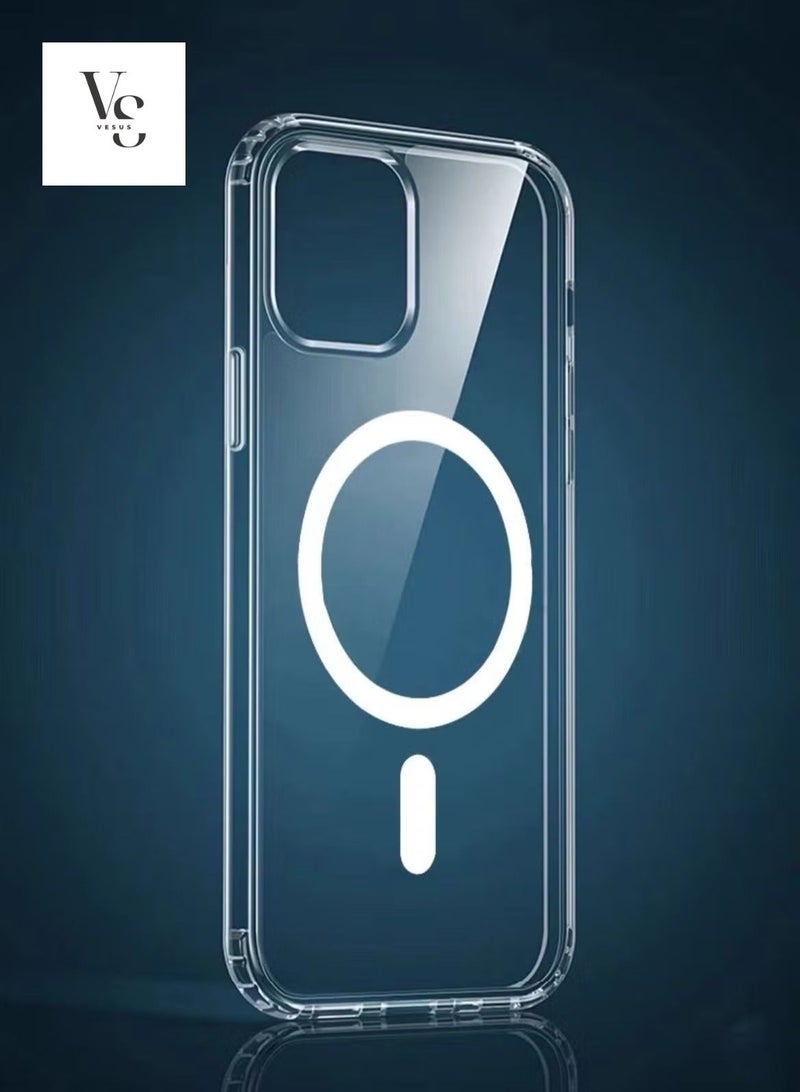 فيسوس جراب Magsafe حافظة مغناطيسية رفيعة مقاس 6.1 بوصة مقاومة للاصفرار وامتصاص الصدمات ومضادة للخدش ومضادة للسقوط جراب كريستالي صلب من الخلف متوافق مع جراب iPhone 14 Pro - Image 2