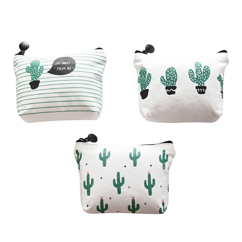 6 pcs Canvas Cactus Student Pen Pencil Case Cosmetic Makeup Bag Holder Mini Wallet Cactus Change Pouch Key Holder Bag - Image 2